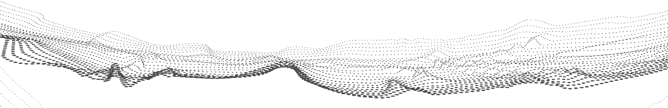 Abstract digital landscape with wave particles, black and white